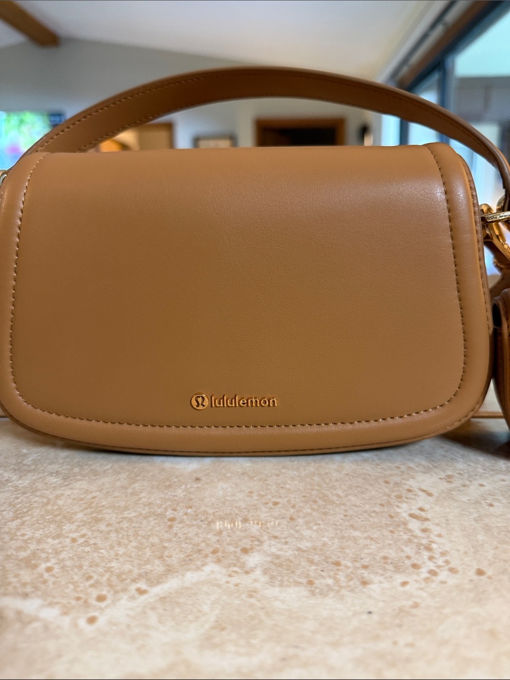 lululemon athletica Caramel Leather Crossbody Bag
